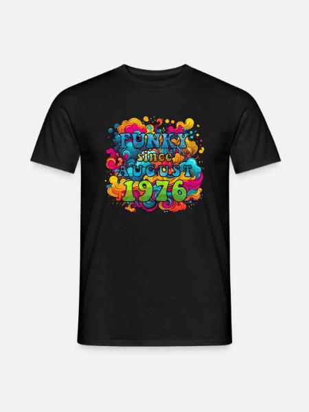 Funky Birthday: August 1976 - Psychadelic - Men's T-Shirt - black