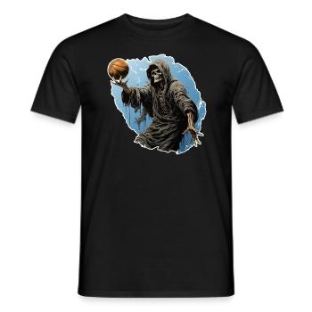 Basketball Playing Skeleton Halloween Design - Men's T-Shirt - black - Front - AI Model Male 178 light (178cm)