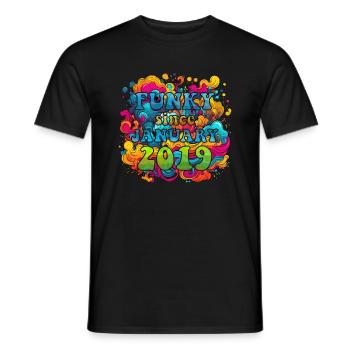 Funky Birthday: Janvier 2019 - Psychadelic - T-shirt homme - noir - Devant - AI Model Male 178 light (178cm)