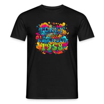 Funky Geburtstag: November 1958 - Psychadelic - Männer T-Shirt - Schwarz - Vorne - AI Model Male 178 light (178cm)