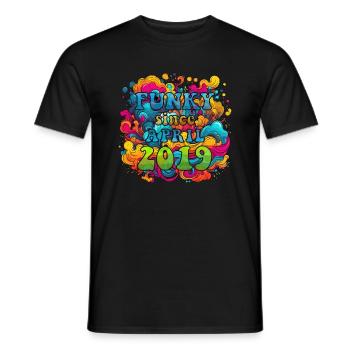 Funky Birthday: Avril 2019 - Psychadelic - T-shirt homme - noir - Devant - AI Model Male 178 light (178cm)
