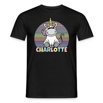 Charlotte Unicorn Name - Men's T-Shirt - black - Front - AI Model Male 178 light (178cm)