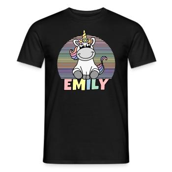 Nom de licorne Emily - T-shirt homme - noir - Devant - AI Model Male 178 light (178cm)