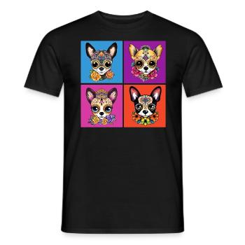 Kawaii-Stil Chihuahua Zuckerschädel Tag der - Männer T-Shirt - Schwarz - Vorne - AI Model Male 178 light (178cm)