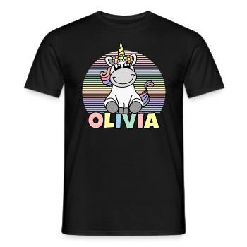 Olivia Unicorn Name - Men's T-Shirt - black - Front - AI Model Male 178 light (178cm)