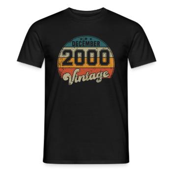 Vintage Geburtstag - Dezember 2000 - Geschenkidee - Männer T-Shirt - Schwarz - Vorne - AI Model Male 178 light (178cm)