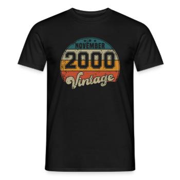 Vintage Geburtstag - November 2000 - Geschenkidee - Männer T-Shirt - Schwarz - Vorne - AI Model Male 178 light (178cm)