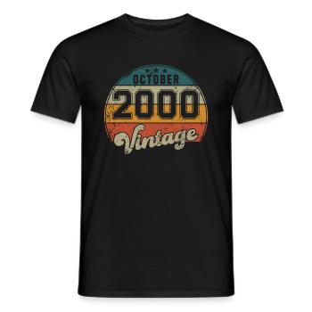 Vintage Geburtstag - Oktober 2000 - Geschenkidee - Männer T-Shirt - Schwarz - Vorne - AI Model Male 178 light (178cm)
