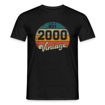 Vintage Geburtstag - Mai 2000 - Geschenkidee - Männer T-Shirt - Schwarz - Vorne - AI Model Male 178 light (178cm)