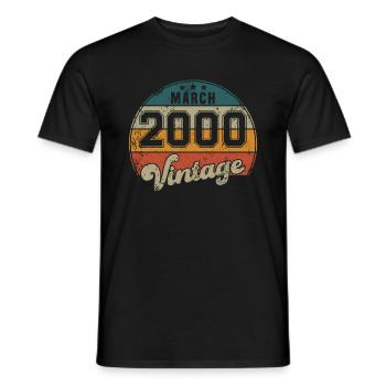 Vintage Geburtstag - März 2000 - Geschenkidee - Männer T-Shirt - Schwarz - Vorne - AI Model Male 178 light (178cm)