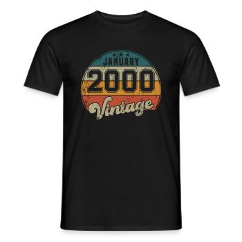 Vintage Geburtstag - Januar 2000 - Geschenkidee - Männer T-Shirt - Schwarz - Vorne - AI Model Male 178 light (178cm)