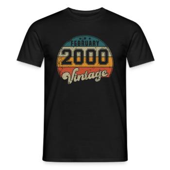 Vintage Geburtstag - Februar 2000 - Geschenkidee - Männer T-Shirt - Schwarz - Vorne - AI Model Male 178 light (178cm)