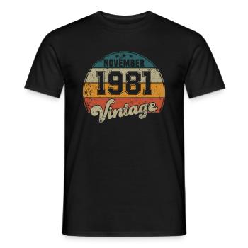 Vintage Geburtstag - November 1981 - Geschenkidee - Männer T-Shirt - Schwarz - Vorne - AI Model Male 178 light (178cm)