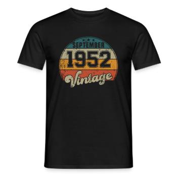 Vintage Geburtstag - September 1952 - Geschenkidee - Männer T-Shirt - Schwarz - Vorne - AI Model Male 178 light (178cm)