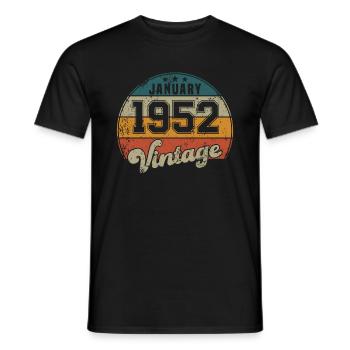 Vintage Geburtstag - Januar 1952 - Geschenkidee - Männer T-Shirt - Schwarz - Vorne - AI Model Male 178 light (178cm)