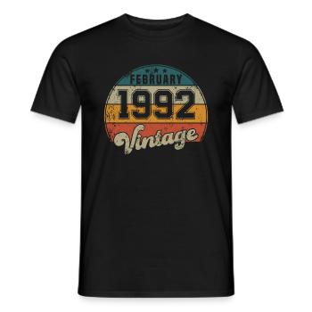 Vintage Geburtstag - Februar 1992 - Geschenkidee - Männer T-Shirt - Schwarz - Vorne - AI Model Male 178 light (178cm)