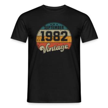 Vintage Geburtstag - September 1982 - Geschenkidee - Männer T-Shirt - Schwarz - Vorne - AI Model Male 178 light (178cm)