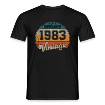 Vintage Birthday - November 1983 - Gift Idea - Men's T-Shirt - black - Front - AI Model Male 178 light (178cm)