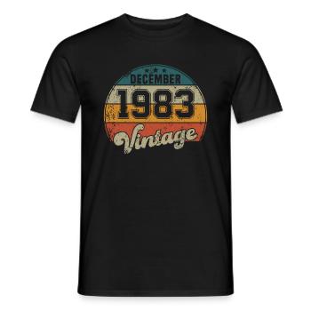 Vintage Geburtstag - Dezember 1983 - Geschenkidee - Männer T-Shirt - Schwarz - Vorne - AI Model Male 178 light (178cm)