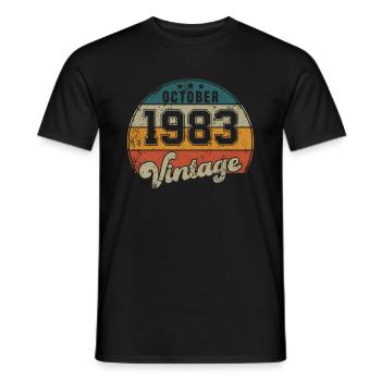 Vintage Geburtstag - Oktober 1983 - Geschenkidee - Männer T-Shirt - Schwarz - Vorne - AI Model Male 178 light (178cm)
