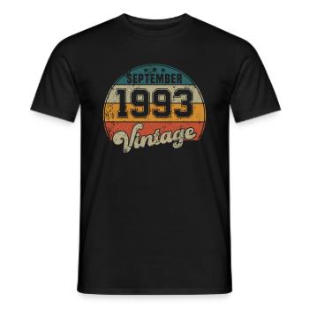 Vintage Geburtstag - September 1993 - Geschenkidee - Männer T-Shirt - Schwarz - Vorne - AI Model Male 178 light (178cm)