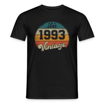 Vintage Geburtstag - Juni 1993 - Geschenkidee - Männer T-Shirt - Schwarz - Vorne - AI Model Male 178 light (178cm)