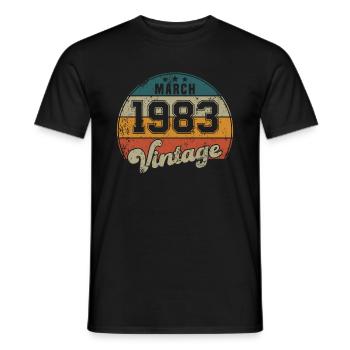 Vintage Geburtstag - März 1983 - Geschenkidee - Männer T-Shirt - Schwarz - Vorne - AI Model Male 178 light (178cm)
