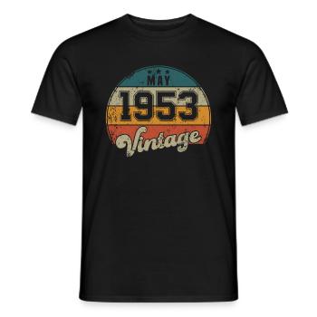 Vintage Geburtstag - Mai 1953 - Geschenkidee - Männer T-Shirt - Schwarz - Vorne - AI Model Male 178 light (178cm)