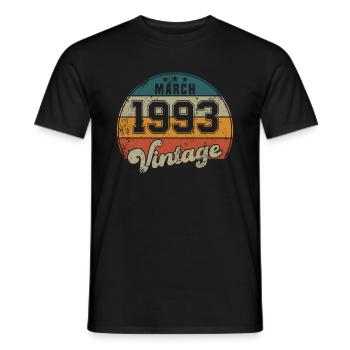 Vintage Geburtstag - März 1993 - Geschenkidee - Männer T-Shirt - Schwarz - Vorne - AI Model Male 178 light (178cm)