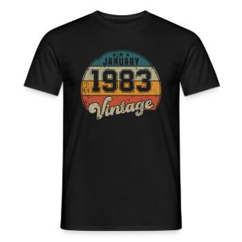 Vintage Geburtstag - Januar 1983 - Geschenkidee - Männer T-Shirt - Schwarz - Vorne - AI Model Male 178 light (178cm)