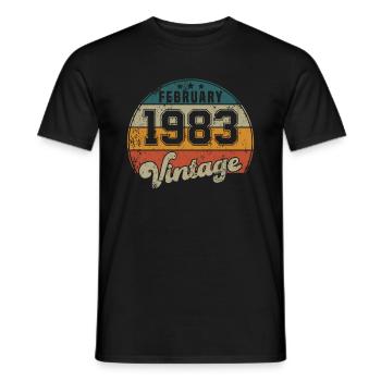 Vintage Geburtstag - Februar 1983 - Geschenkidee - Männer T-Shirt - Schwarz - Vorne - AI Model Male 178 light (178cm)