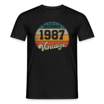 Vintage Geburtstag - Dezember 1987 - Geschenkidee - Männer T-Shirt - Schwarz - Vorne - AI Model Male 178 light (178cm)