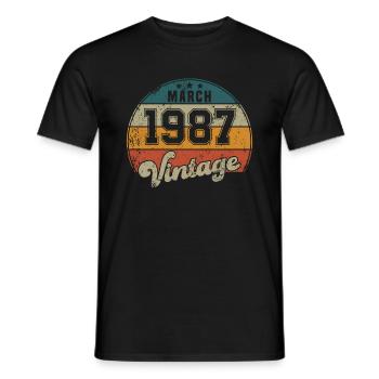 Vintage Geburtstag - März 1987 - Geschenkidee - Männer T-Shirt - Schwarz - Vorne - AI Model Male 178 light (178cm)