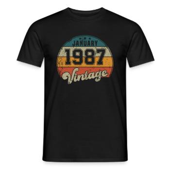 Vintage Geburtstag - Januar 1987 - Geschenkidee - Männer T-Shirt - Schwarz - Vorne - AI Model Male 178 light (178cm)