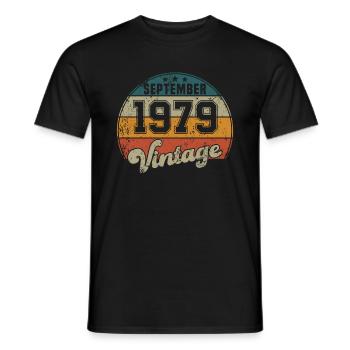 Vintage Geburtstag - September 1979 - Geschenkidee - Männer T-Shirt - Schwarz - Vorne - AI Model Male 178 light (178cm)