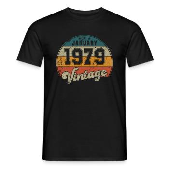 Vintage Geburtstag - Januar 1979 - Geschenkidee - Männer T-Shirt - Schwarz - Vorne - AI Model Male 178 light (178cm)