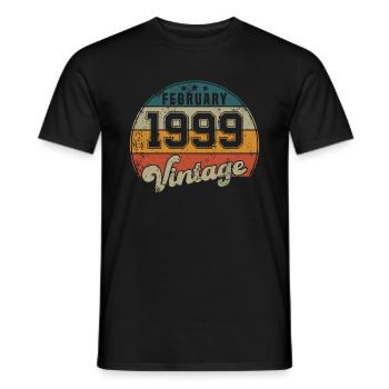Vintage Geburtstag - Februar 1999 - Geschenkidee - Männer T-Shirt - Schwarz - Vorne - AI Model Male 178 light (178cm)
