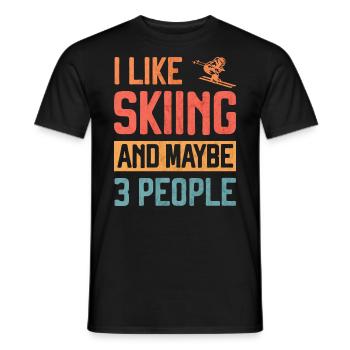 Après Ski Detti J’aime skier et peut-être 3 personnes - T-shirt homme - noir - Devant - AI Model Male 178 light (178cm)