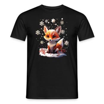 Cute Cute Fox in Winter Gift - Men's T-Shirt - black - Front - AI Model Male 178 light (178cm)