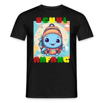 Schulanfang - süßer Babyfisch - Wal im Rucksack - Männer T-Shirt - Schwarz - Vorne - AI Model Male 178 light (178cm)