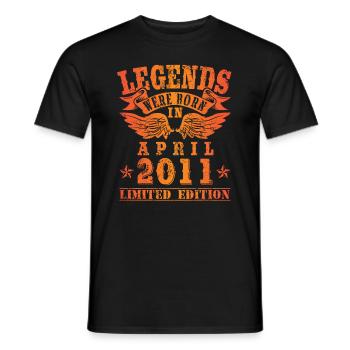 Legends were born in April 2011 birthday - Men's T-Shirt - black - Front - AI Model Male 178 light (178cm)