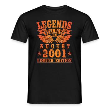 Legends were born in August 2001 Geburtstag - Männer T-Shirt - Schwarz - Vorne - AI Model Male 178 light (178cm)