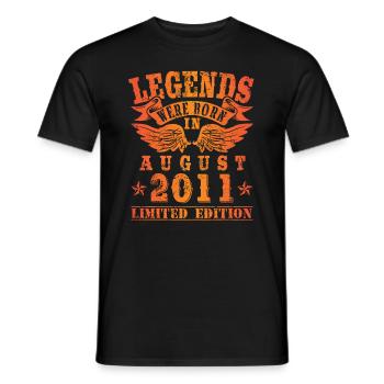 Legends were born in August 2011 birthday - Men's T-Shirt - black - Front - AI Model Male 178 light (178cm)