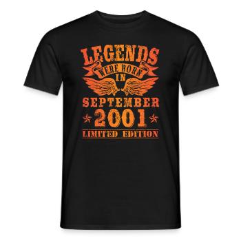 Les légendes sont nées le jour de l'anniversaire de septembre 2001 - T-shirt homme - noir - Devant - AI Model Male 178 light (178cm)