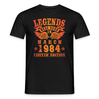 Legends were born in März 1984 Geburtstag - Männer T-Shirt - Schwarz - Vorne - AI Model Male 178 light (178cm)