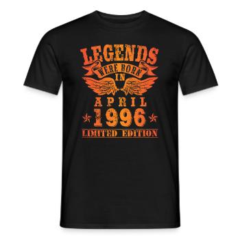 Legends were born in April 1996 Geburtstag - Männer T-Shirt - Schwarz - Vorne - AI Model Male 178 light (178cm)