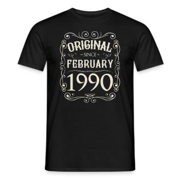 Vintage - Original depuis février 1990 Anniversaire - T-shirt homme - noir - Devant - AI Model Male 178 light (178cm)