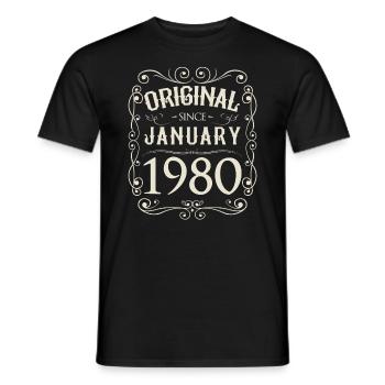 Vintage - Original since Januar 1980 Geburtstag - Männer T-Shirt - Schwarz - Vorne - AI Model Male 178 light (178cm)