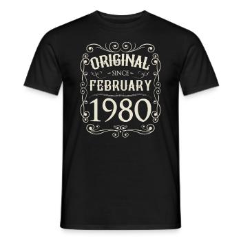 Vintage - Original since Februar 1980 Geburtstag - Männer T-Shirt - Schwarz - Vorne - AI Model Male 178 light (178cm)