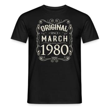 Vintage - Original since März 1980 Geburtstag - Männer T-Shirt - Schwarz - Vorne - AI Model Male 178 light (178cm)